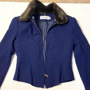 Howard Wolf Jacket Women Size 8 Navy Blue Worsted Wool Dry Clean Only